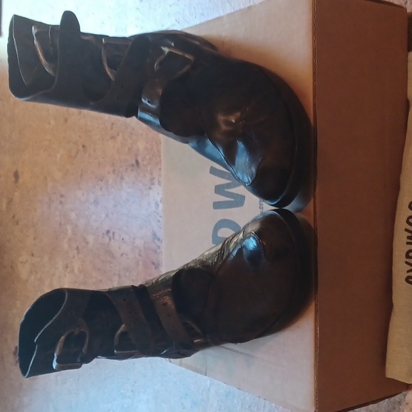 CYDWOQ Handmade Three Buckle Distressed Black Boots Size 6 (36.5), NIB with Bag - Picture 13 of 15